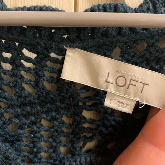 LOFT || GORGEOUS Teal Blue Green Colored slouchy hole sweater - Picture 4 of 5